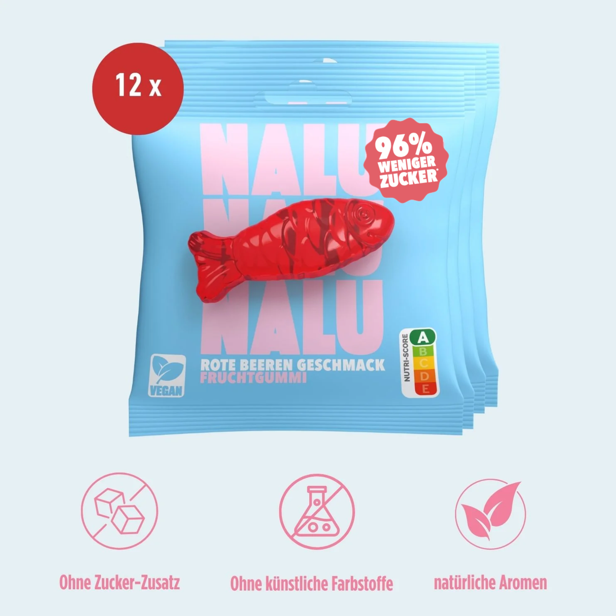 Rote Beeren Fisch VEGAN (12 Beutel)
